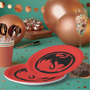 Black Dragon red large paper plates