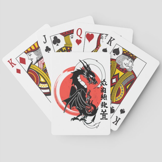 Black dragon, red moon poker cards (Back)