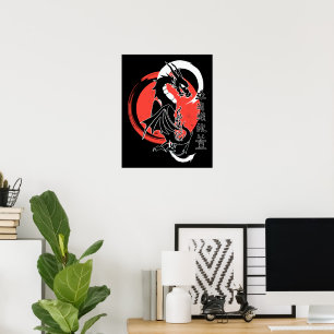 Black dragon, red moon poster