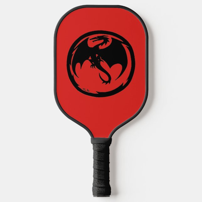 Black Dragon red pickleball paddle (Front)