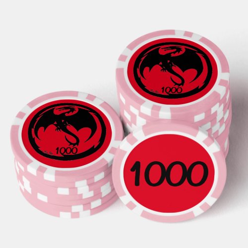 Black Dragon red pink 1000 striped poker chip