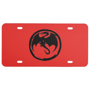 Black Dragon red plastic car license plate