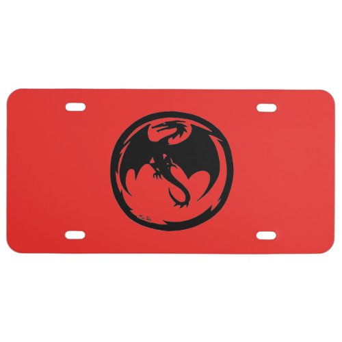 Black Dragon red plastic car license plate