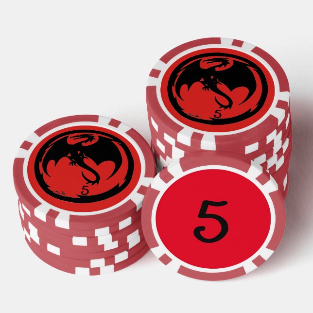 Black Dragon red red 5 striped poker chip (Stack)