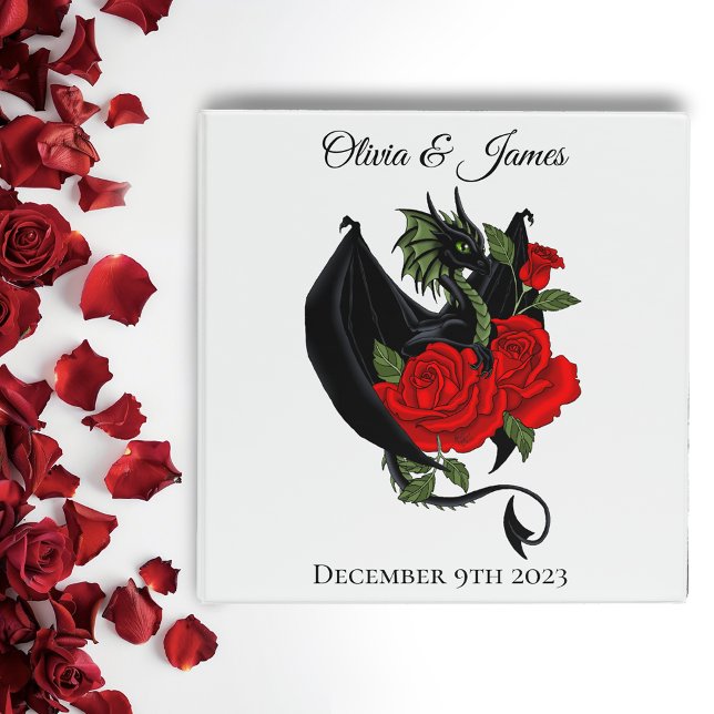 Black Dragon Red Rose Fantasy Gothic 3 Ring Binder (Creator Uploaded)