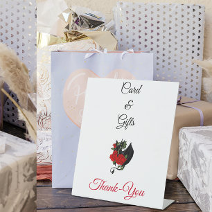 Black Dragon Red Rose Fantasy Gothic Cards & Gifts Pedestal Sign