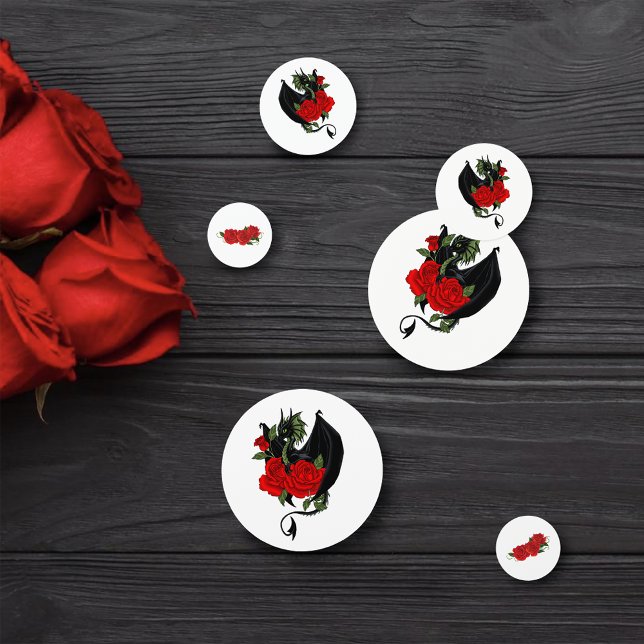 Black Dragon Red Rose Fantasy Gothic  Confetti (Creator Uploaded)