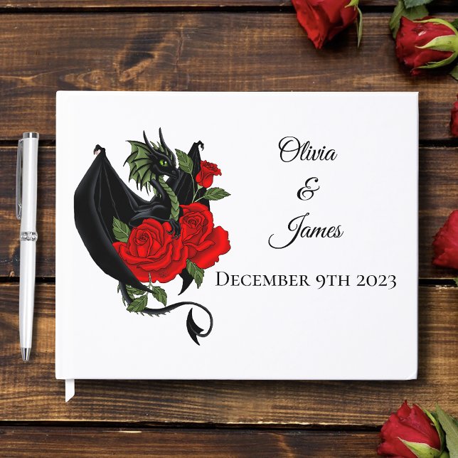 Black Dragon Red Rose Fantasy Gothic  Guest Book (Creator Uploaded)