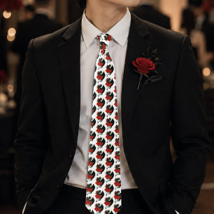 Black Dragon Red Rose Fantasy Gothic Neck Tie
