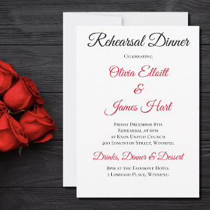 Black Dragon Red Rose Fantasy Gothic Rehearsal Invitation