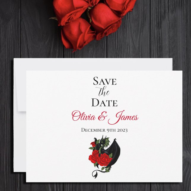Black Dragon Red Rose Fantasy Gothic Save The Date (Creator Uploaded)