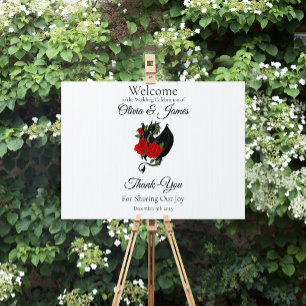 Black Dragon Red Rose Fantasy Gothic Sign