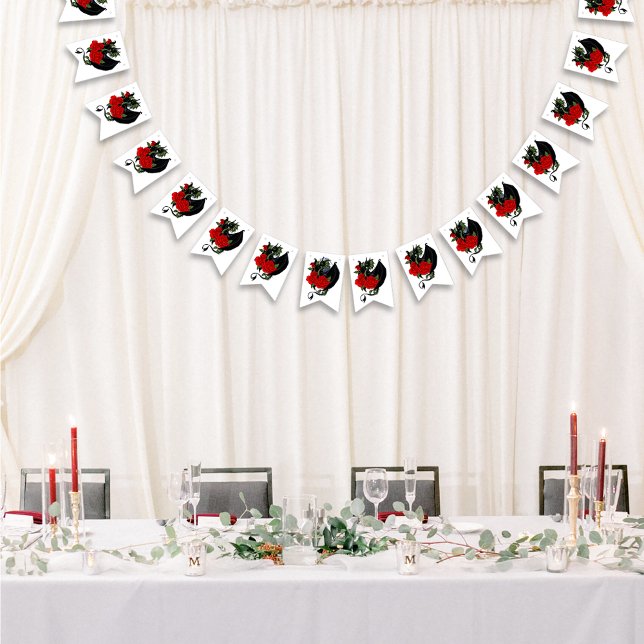 Black Dragon Red Rose Fantasy Gothic Wedding Bunting Flags (Creator Uploaded)