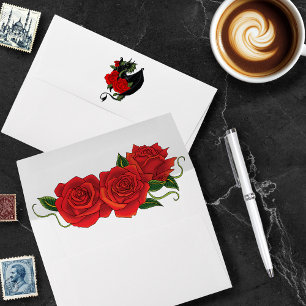 Black Dragon Red Rose Fantasy Gothic Wedding Envelope