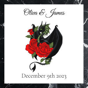 Black Dragon Red Rose Fantasy Gothic Wedding Floor Decals