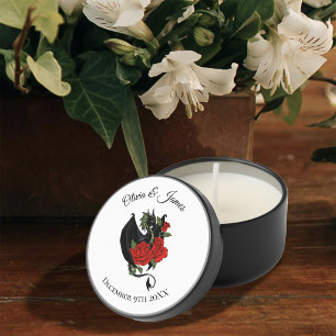 Black Dragon Red Rose Fantasy Gothic Wedding Mini Candle Favors