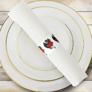 Black Dragon Red Rose Fantasy Gothic Wedding Napkin Bands