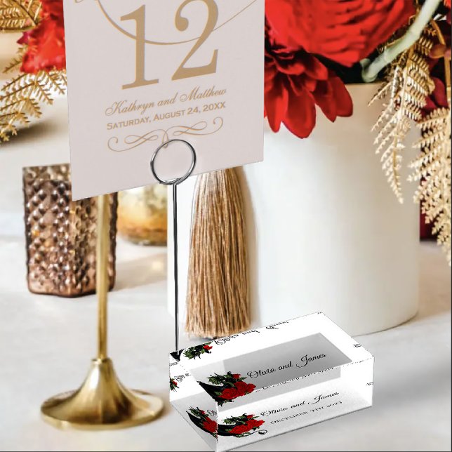 Black Dragon Red Rose Fantasy Gothic Wedding Place Card Holder (Creator Uploaded)