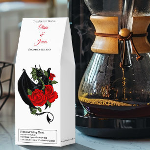 Black Dragon Red Rose Fantasy Gothic Wedding Roasted Coffee