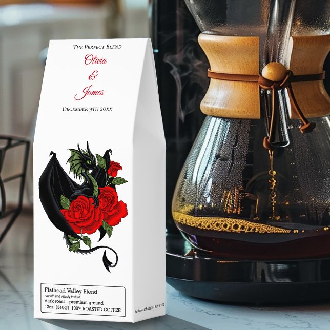 Black Dragon Red Rose Fantasy Gothic Wedding Roasted Coffee (Creator Uploaded)
