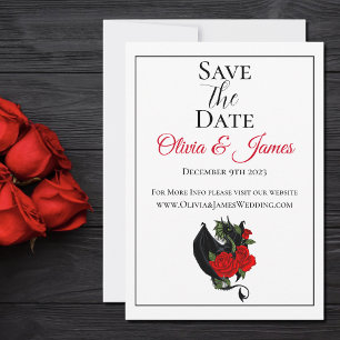 Black Dragon Red Rose Fantasy Gothic Wedding Save The Date
