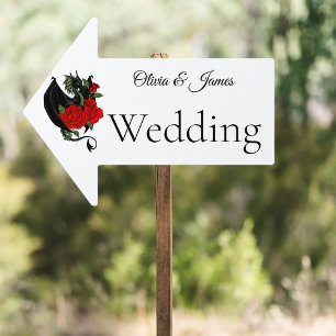 Black Dragon Red Rose Fantasy Gothic Wedding Sign
