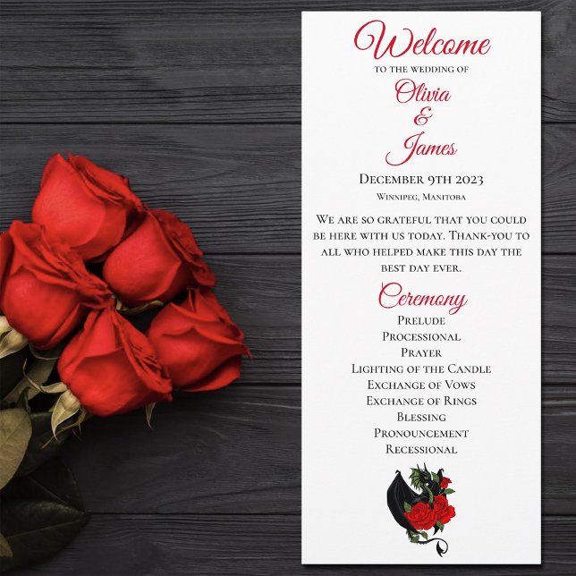 Black Dragon Red Rose Fantasy Wedding Program (Creator Uploaded)