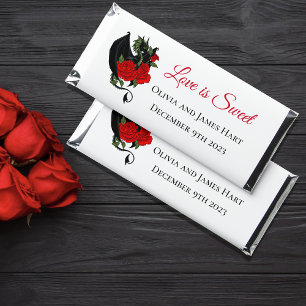 Black Dragon Red Roses Fantasy Wedding Hershey Bar Favors