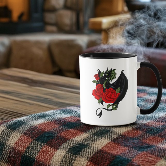 Black Dragon Red Roses Lavender Mug (Creator Uploaded)