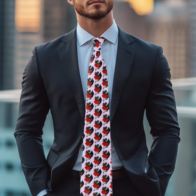 Black Dragon Red Roses Lavender Neck Tie (Creator Uploaded)