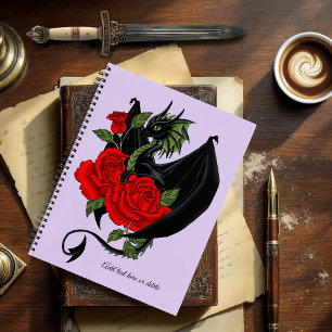 Black Dragon Red Roses Lavender Notebook