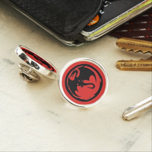 Black Dragon red silver plated lapel pin