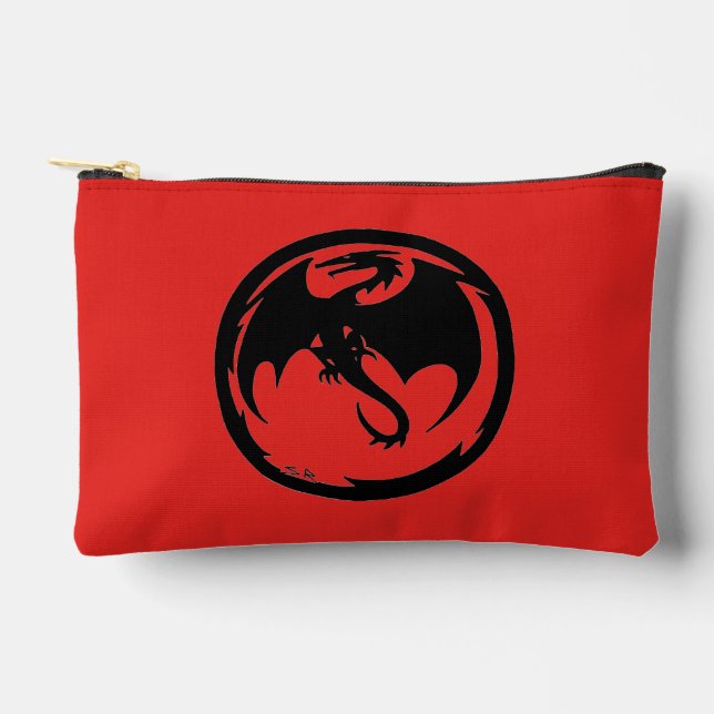 Black Dragon red small accessory bag pouch (Front)