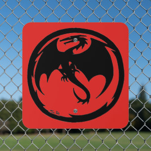 Black Dragon red square metal sign