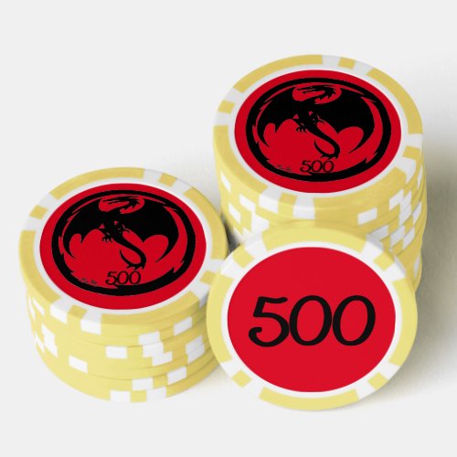 Black Dragon red yellow 500 striped poker chip