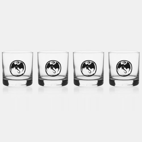 Black Dragon rocks glasses set of 4