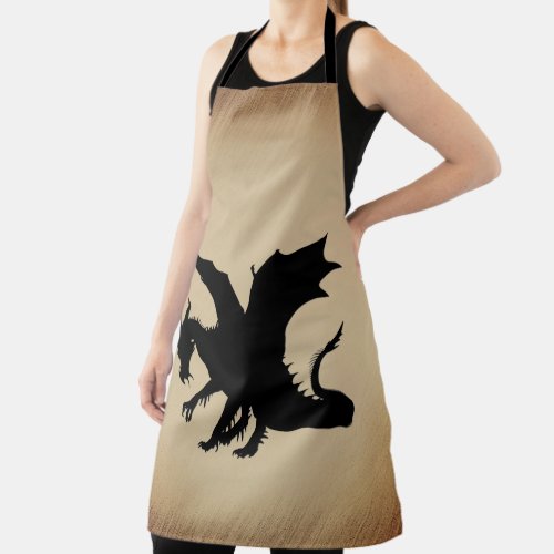 Black Dragon Rustic Background Apron