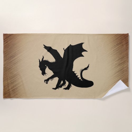 Black Dragon Rustic Background Beach Towel