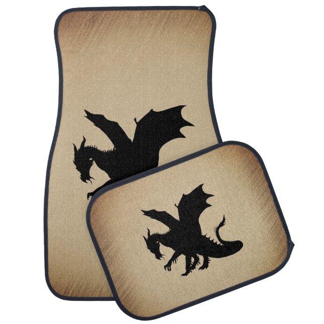 Black Dragon Rustic Background Car Floor Mat (Set)