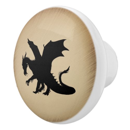 Black Dragon Rustic Background Ceramic Knob