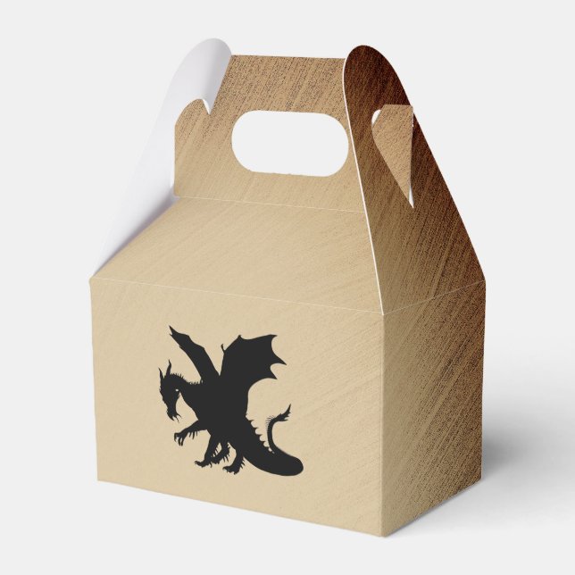 Black Dragon Rustic Background Favor Boxes (Front Side)