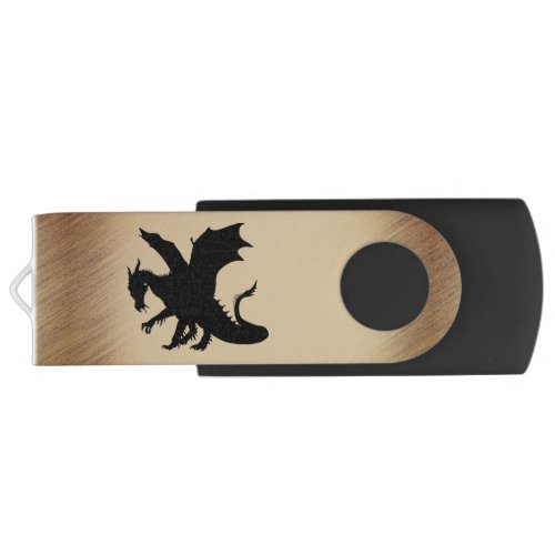 Black Dragon Rustic Background Flash Drive