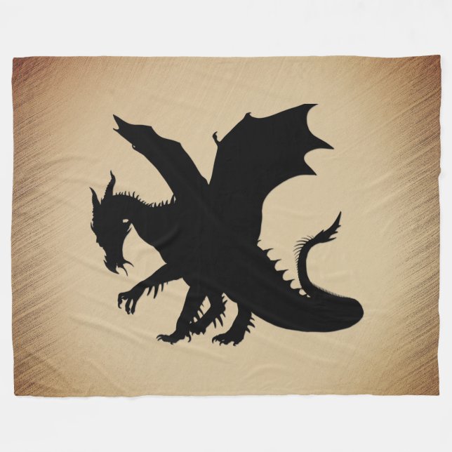 Black Dragon Rustic Background Fleece Blanket (Front (Horizontal))