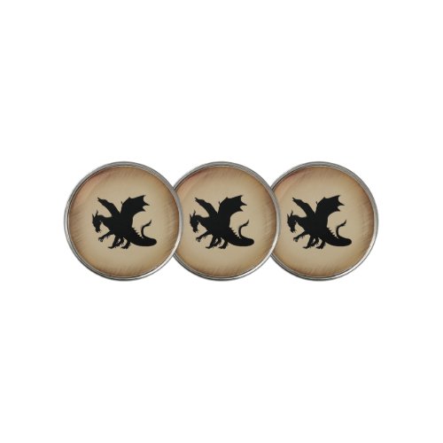 Black Dragon Rustic Background Golf Ball Marker