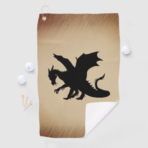 Black Dragon Rustic Background Golf Towel