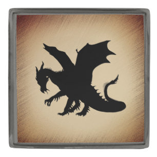Black Dragon Rustic Background Gunmetal Finish Lapel Pin