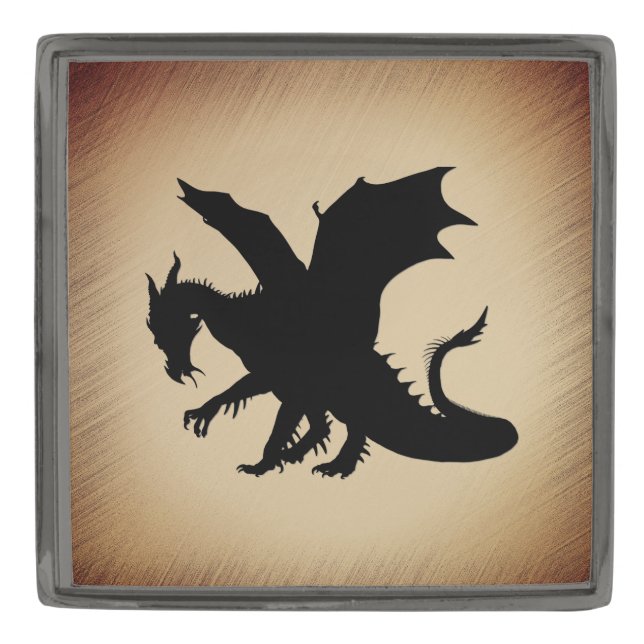 Black Dragon Rustic Background Gunmetal Finish Lapel Pin (Front)
