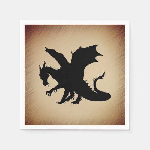 Black Dragon Rustic Background Napkins
