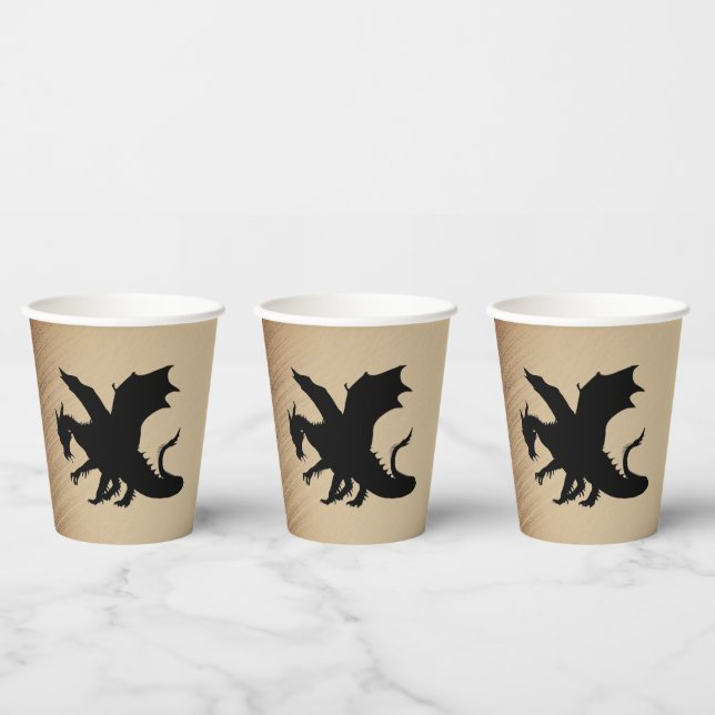 Black Dragon Rustic Background Paper Cups (Multi)