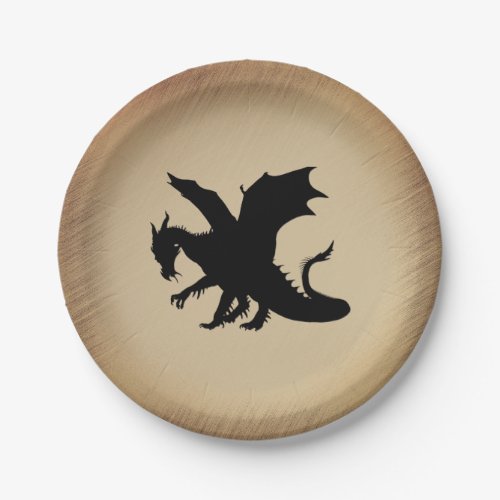 Black Dragon Rustic Background Paper Plates